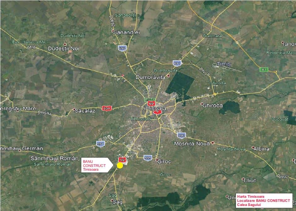 Banu Construct Timisoara - spatiu depozitare si spatiu productie Timisoara sud localizare google map