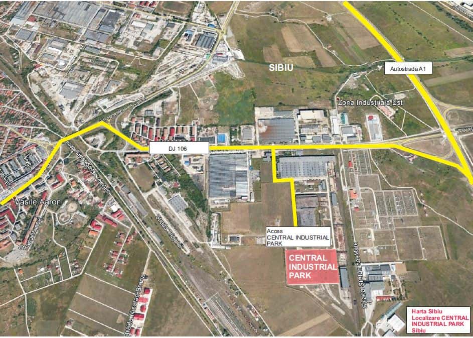 Central Industrial Park spatii depozitare de inchiriat Sibiu este localizare google map