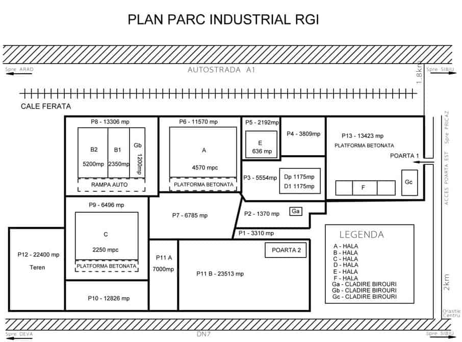 RGI Business Park inchirieri proprietati industriale Orastie vest plan