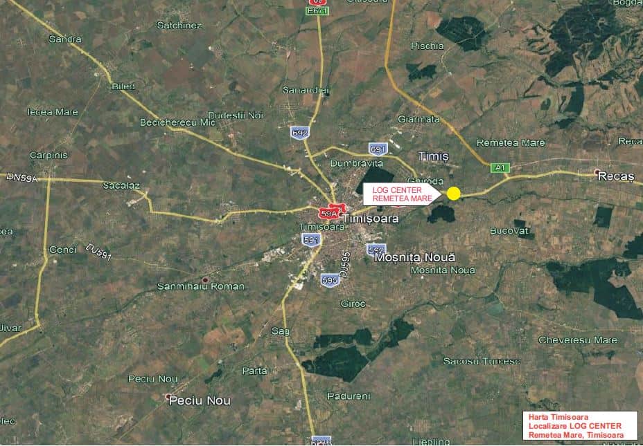 LOGICOR Timisoara inchiriere spatii depozitare si productie Timisoara nord-est vedere localizare harta