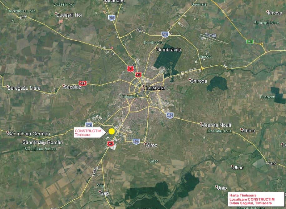 Hala Constructim Timisoara  inchiriere spatiu depozitare Timisoara  sud localizare harta