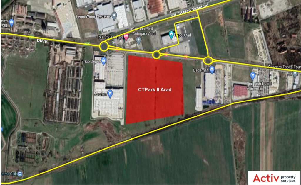 Hala de inchiriat in CTPark Arad II, zona de vest - localizare google maps