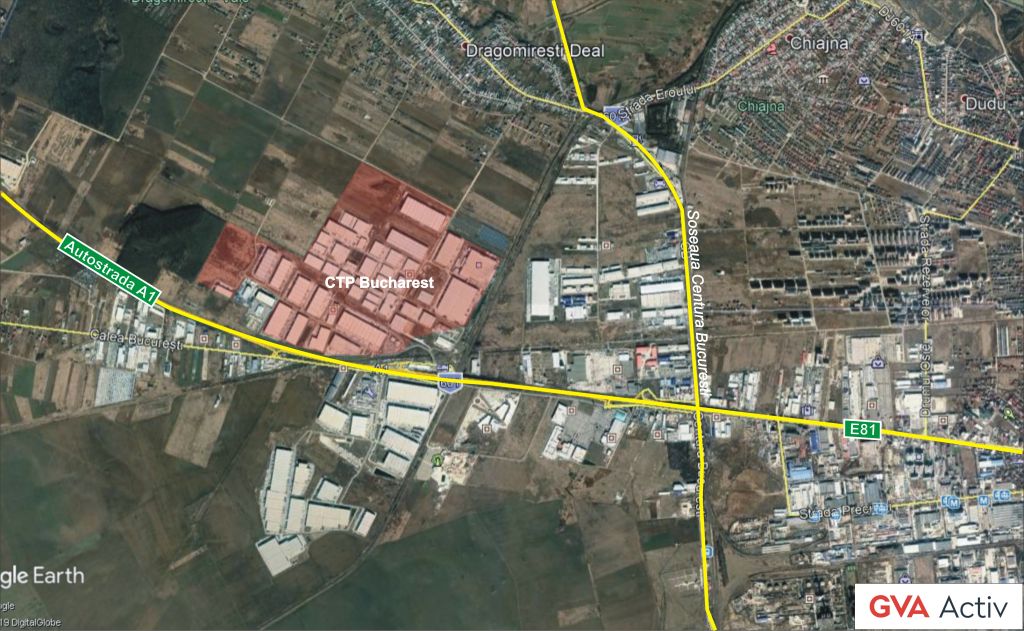 CTPark Bucuresti inchiriere spatii de depozitare Bucuresti vest vedere logistica din satelit