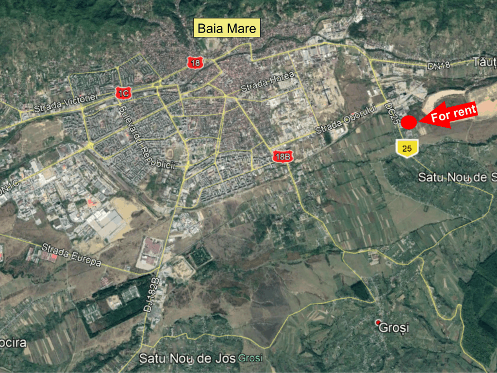 Hala industriala cu pod rulant inchiriere proprietati industriale Baia Mare est vedere satelit