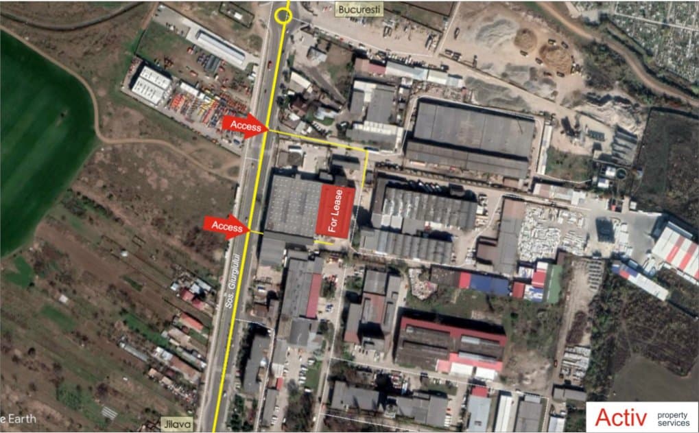 Spatiu depozitare/productie Giurgiului - Jilava de vanzare Bucuresti, sud, localizare google maps