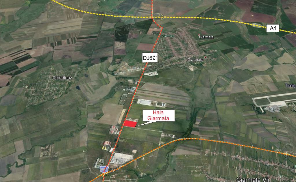 Hala Industriala Giarmata  inchirieri proprietati industriale Timisoara nord-est localizare harta Timisoara