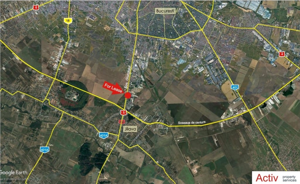 Spatiu depozitare/productie Giurgiului - Jilava de inchiriat Bucuresti, sud, localizare harta 