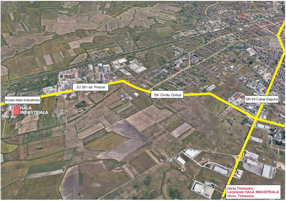 Hala Industriala Utvin inchirieri proprietati industriale Timisoara sud-vest vedere google map