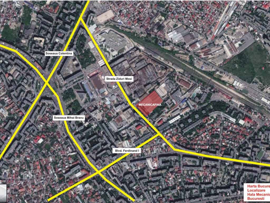 Hala Mecanicafina inchiriere spatiu depozitare Bucuresti zona Obor imagine din satelit