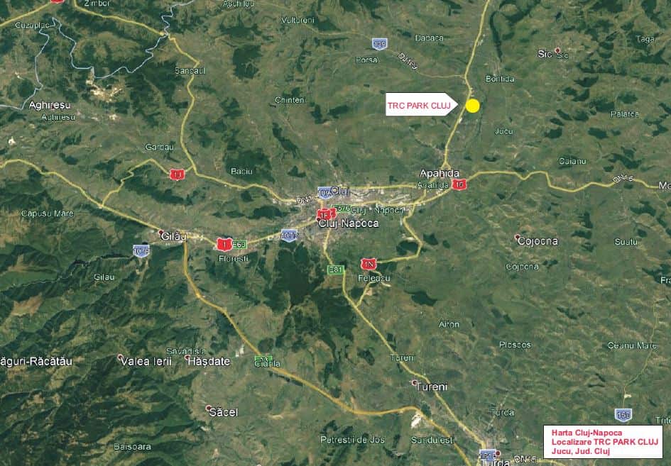 TRC Park Transilvania - Proiect in dezvoltare inchiriere Cluj-Napoca nord localizare harta