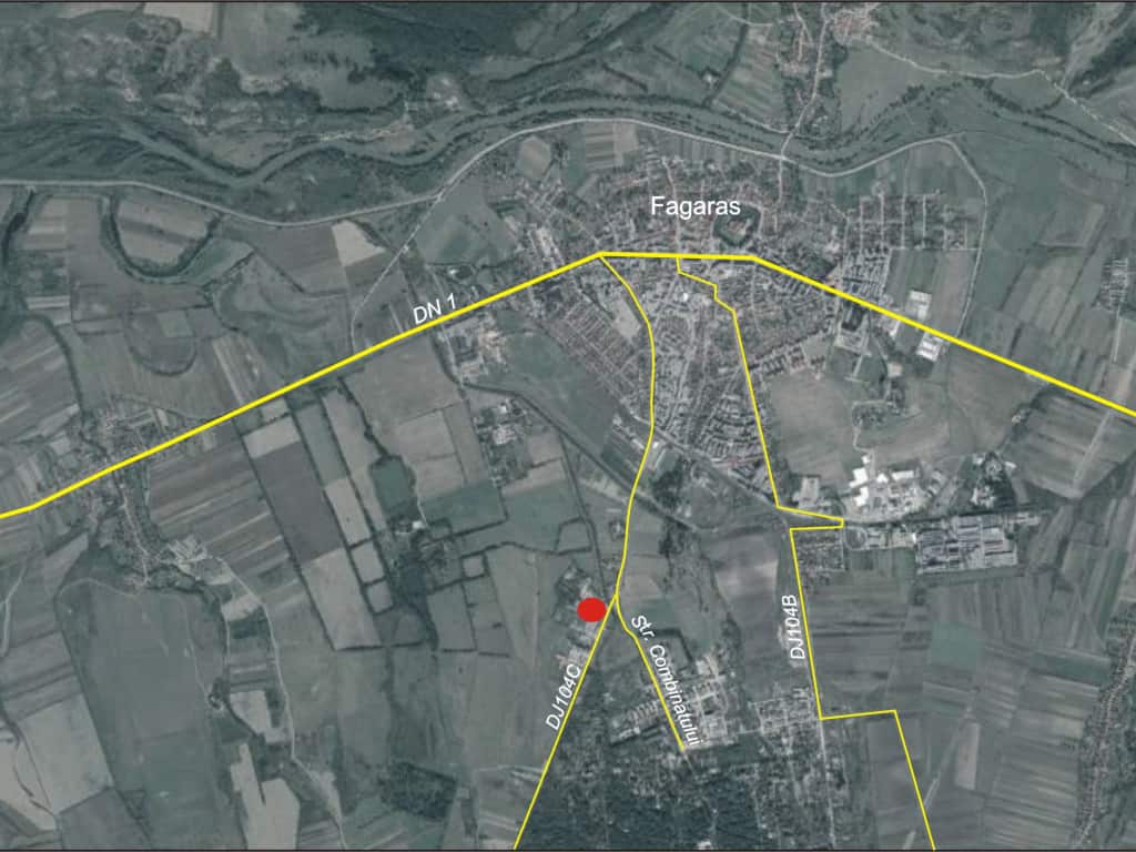 Hale Industriale Fagaras hale industriale de vanzare in sudul orasului Fagaras cu acces direct din Soseaua Hurezului (DJ104C), harta