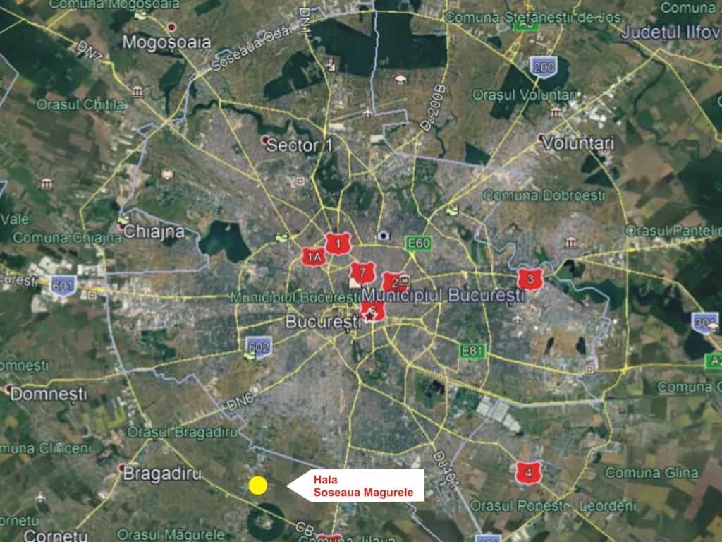 Hale industriale Magurele spatii de depozitare de inchiriat Bucuresti Bucuresti sud-vest localizare google