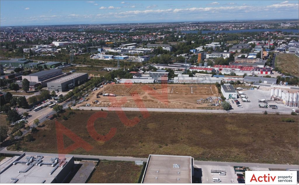 Hale moderne de inchiriat in Astorium Logistic Park, in estul Bucurestiului. Vedere din drona