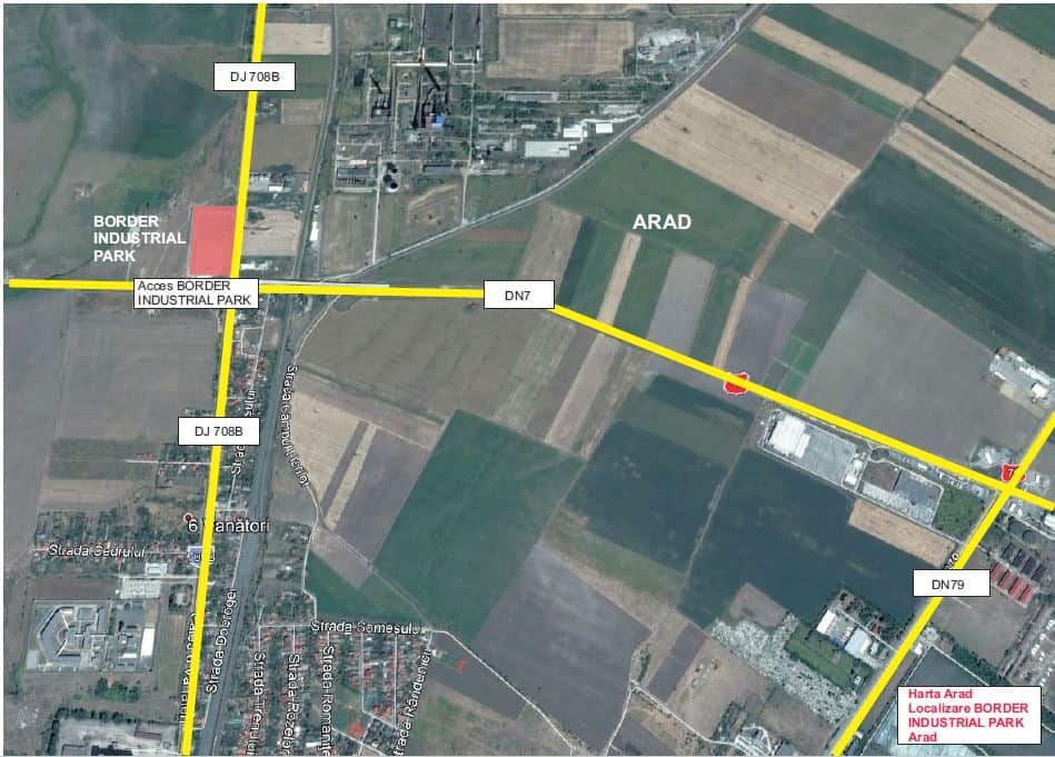 Border Industrial Park Arad inchiriere spatii depozitare si spatii productie Arad nord localizare google