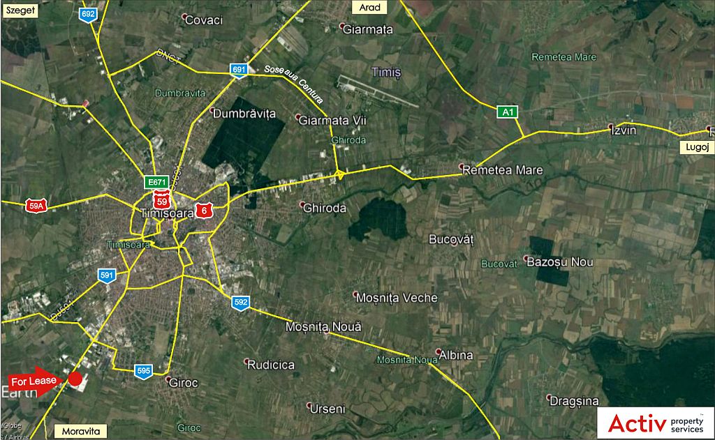 Inchiriere spatii industriale - CTPark Timisoara Sud. Imagine amplasament harta