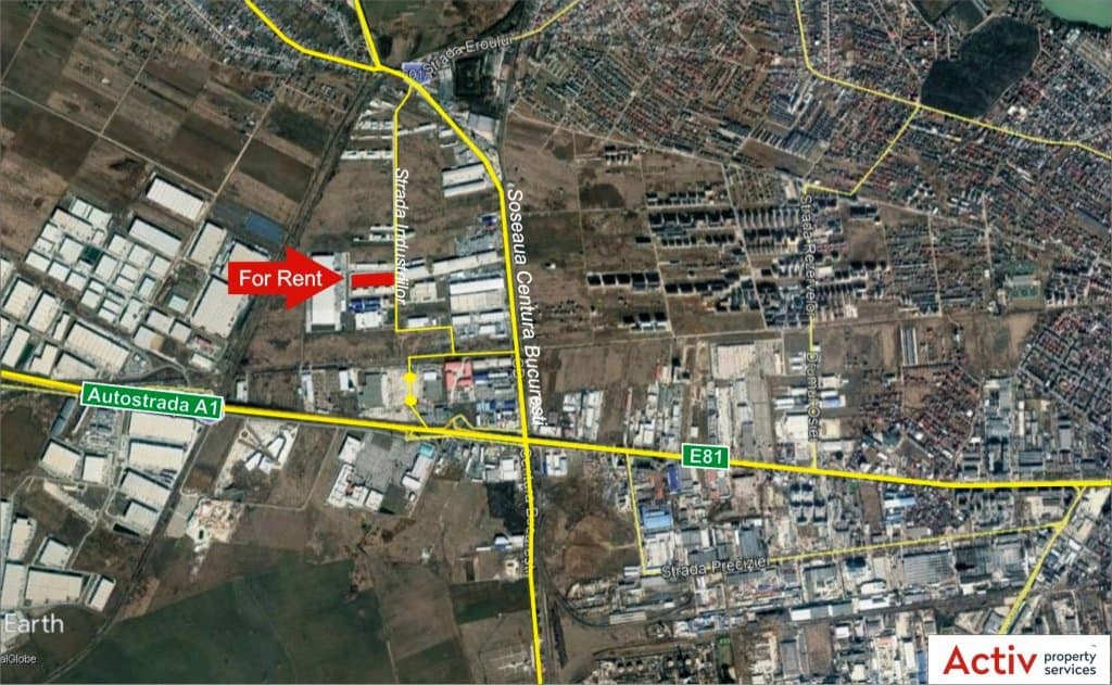 Aggresione Warehouse 2 inchiriere spatiu de depozitare Bucuresti vest vedere din satelit