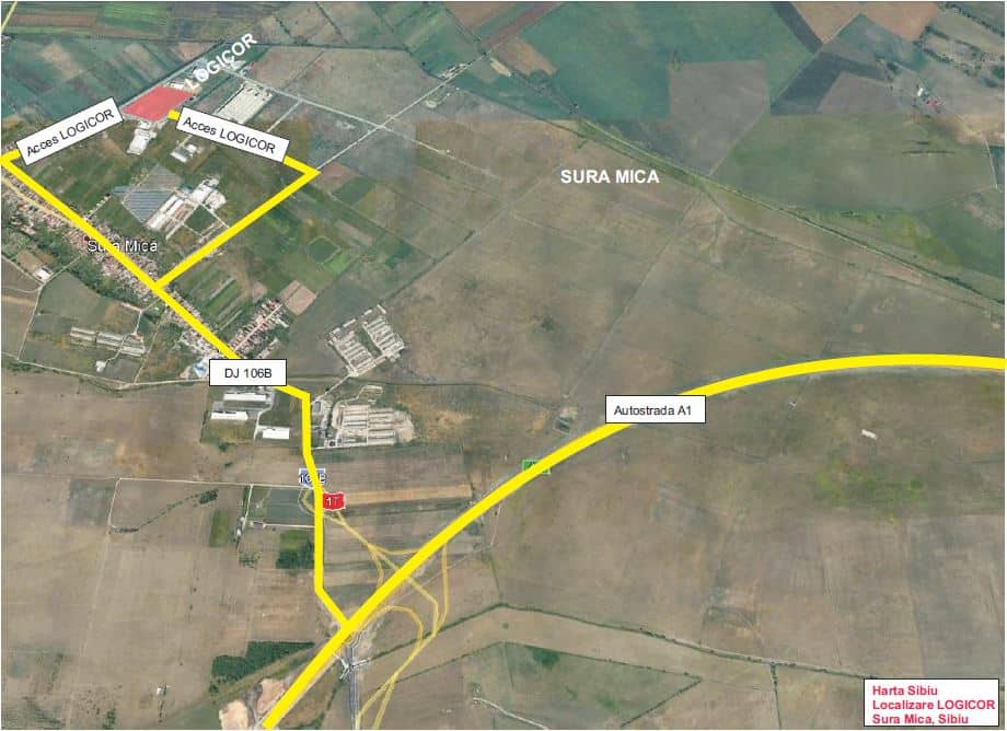 LOGICOR Sibiu inchiriere spatii de depozitare Sibiu nord-vest localizare google map