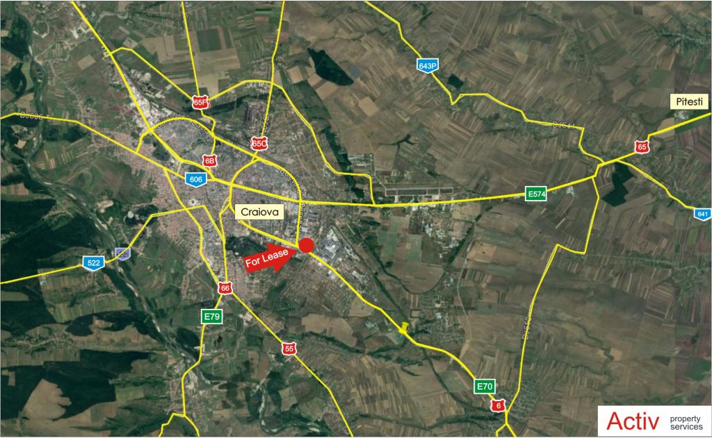 Southern Industrial Park inchirieri spatii de depozitare Craiova sud vedere din satelit amplasare