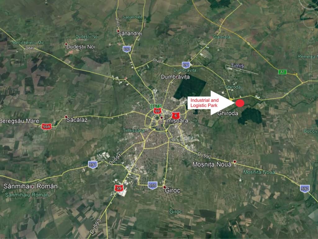 Parc Industrial si Logistic Timisoara inchirieri parcuri industriale Timisoara nord est vedere din satelit amplsare