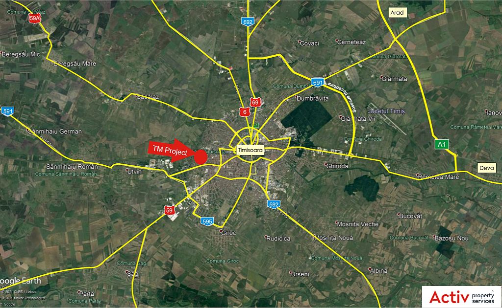 Spatii industriale de inchiriat Timisoara Sud, localizare harta