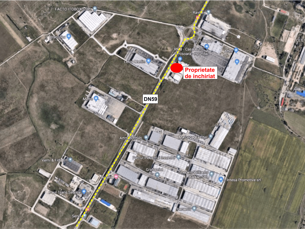 Showroom de inchiriat inchiriere proprietati industriale Timisoara sud localizare imobil google