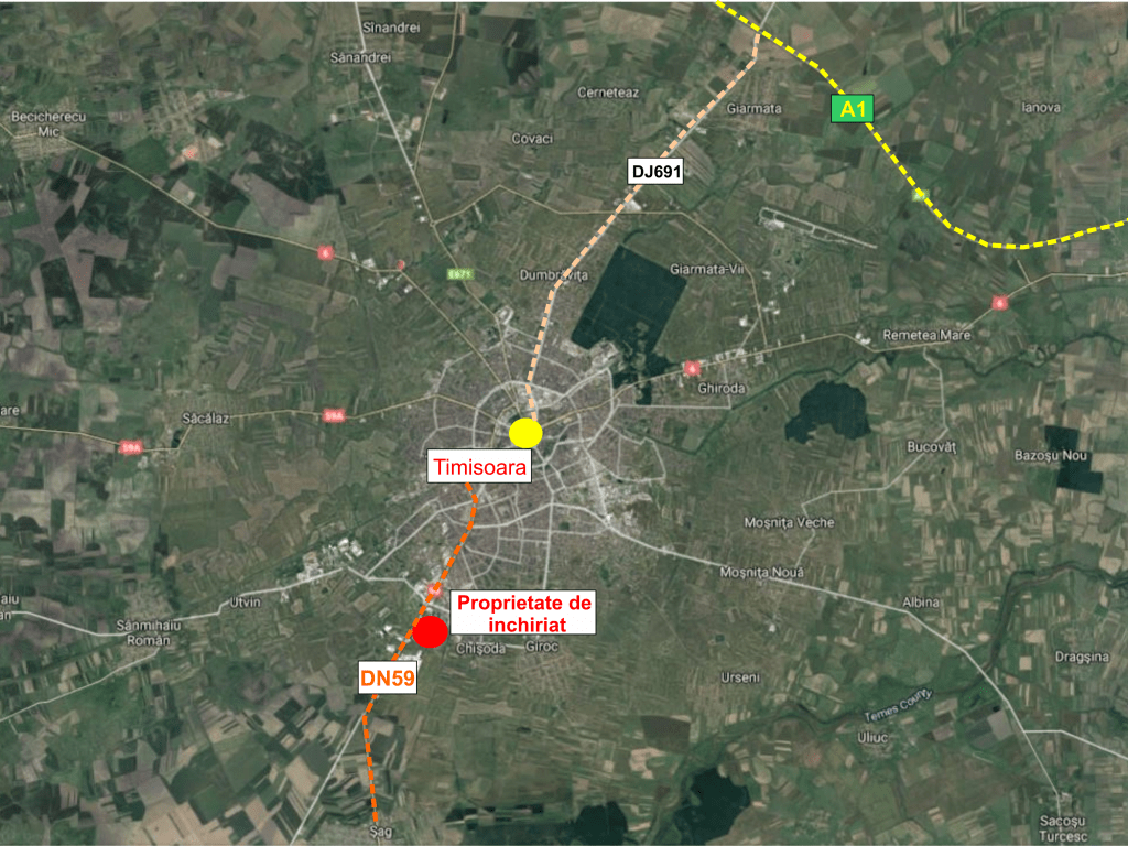 Showroom de inchiriat inchiriere proprietati industriale Timisoara sud localizare zona google