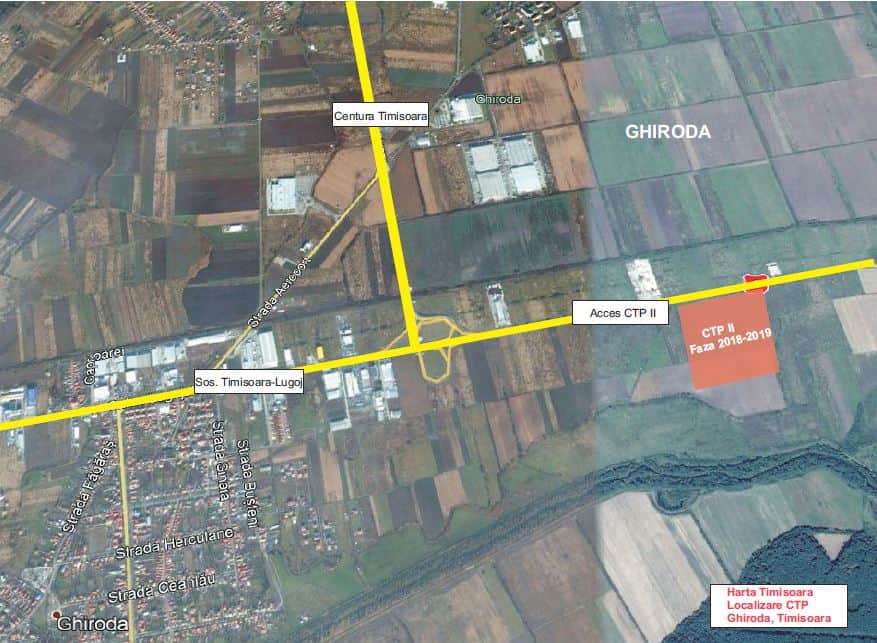 CTPark II Timisoara inchiriere spatiu de depozitare Timisoara  nord-est vedere google map