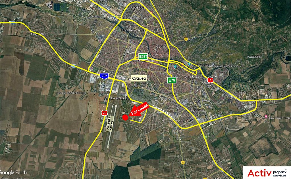 Spatii industriale de inchiriat in CTPark Oradea Cargo Terminal, zona sud. Imagine amplasament harta
