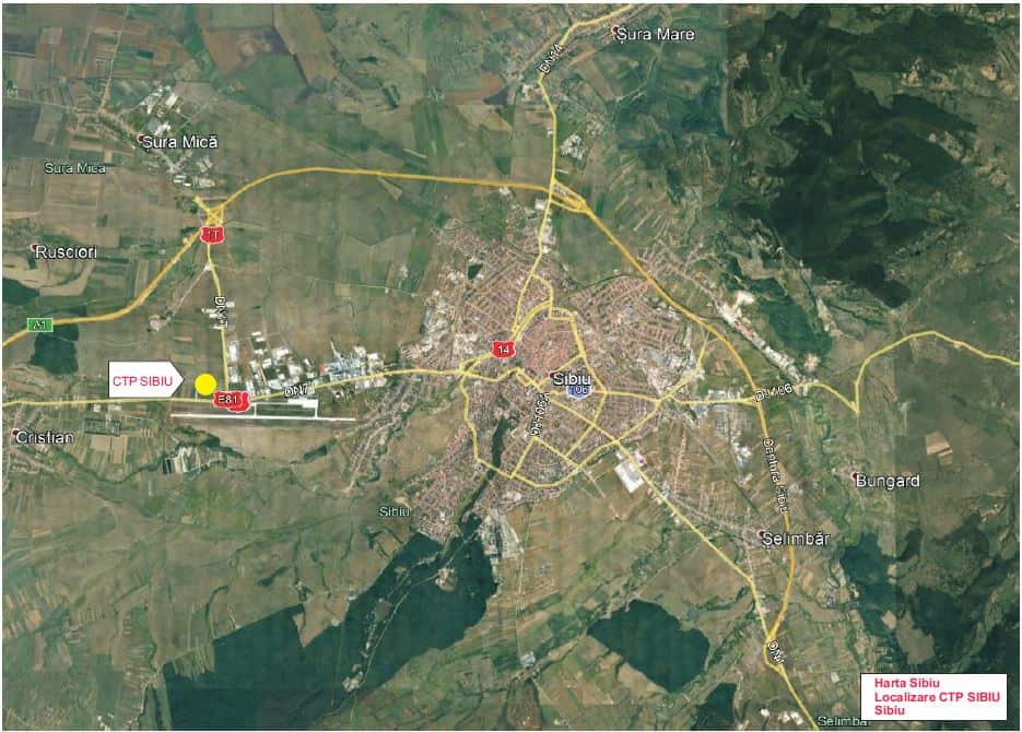 CTPark Sibiu inchirieri depozite Sibiu vest localizare harta