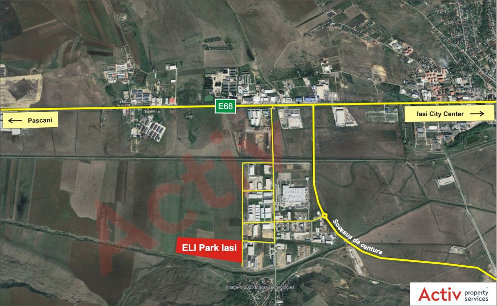 Spatii industriale de inchiriat in Eli Park Iasi, localizare harta
