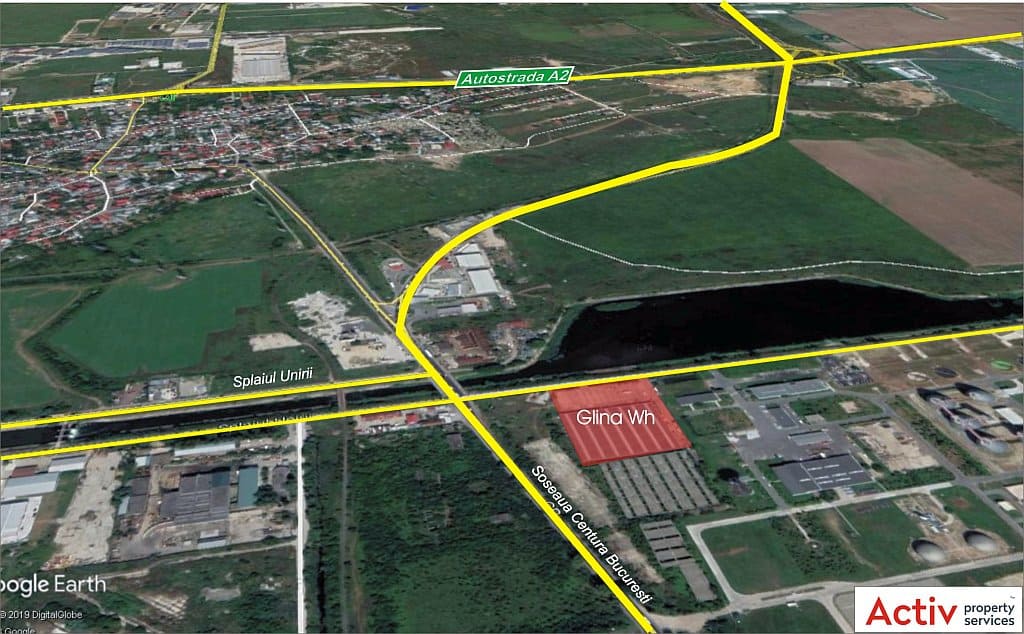Glina Warehouse hale industriale de inchiriat Bucuresti est vedere din satelit zona