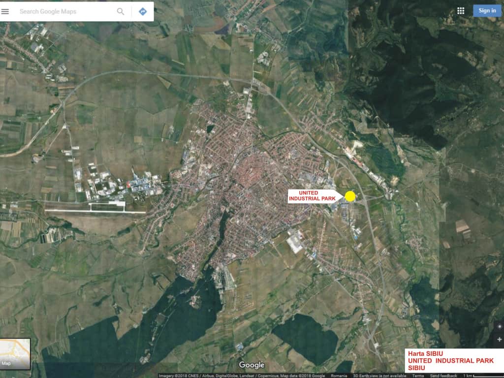 United Industrial Park inchiriere spatiu depozitare Sibiu est localizare harta