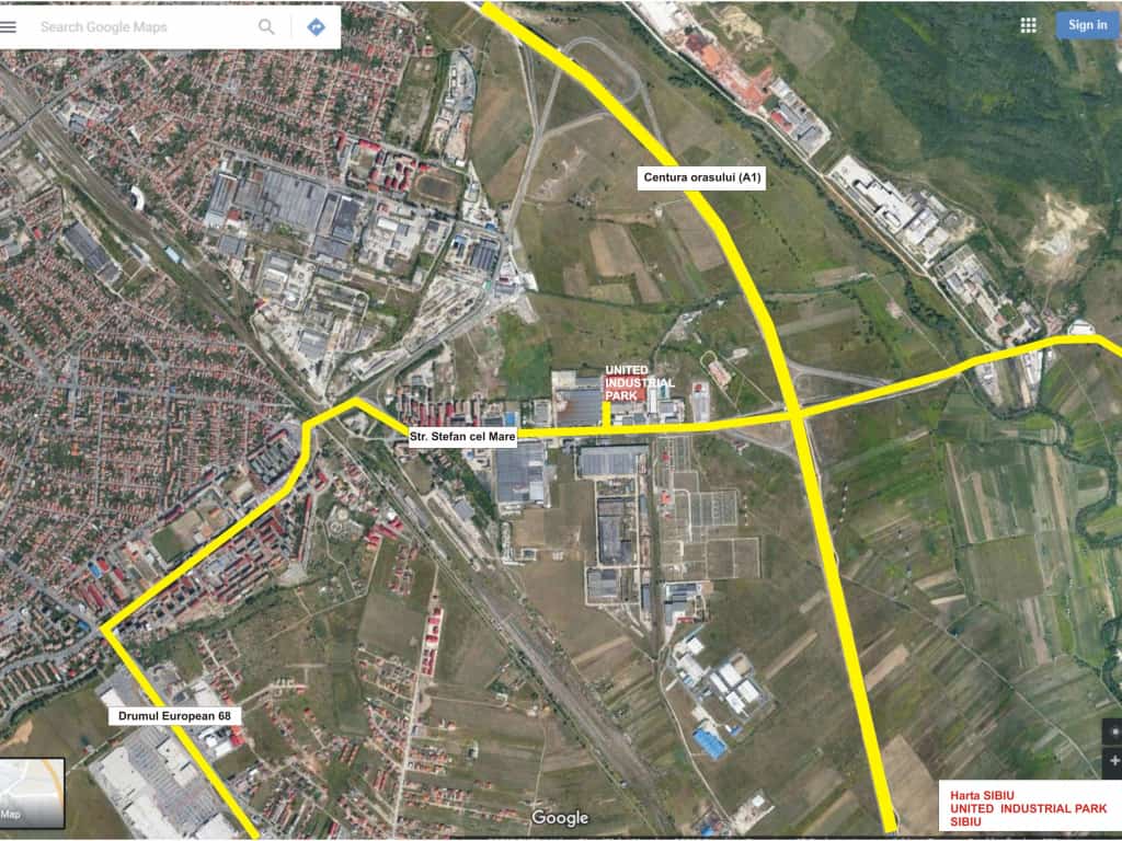 United Industrial Park inchiriere spatiu depozitare Sibiu est localizare google map