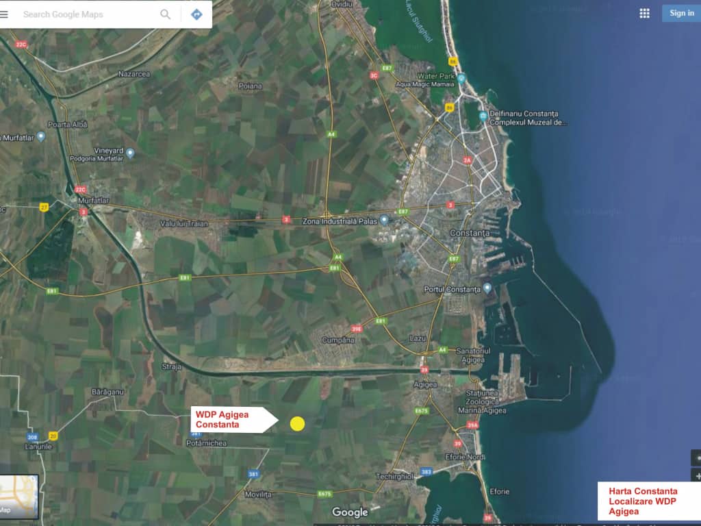 WDP Agigea - proiect in dezvoltare inchiriere spatii depozitare Constanta sud localizare google