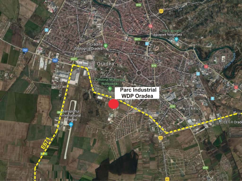 WDP Oradea inchiriere spatii productie si spatii depozitare Oradea sud localizare harta